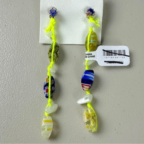 Free People Ariana Ost Voyage Dangle Earrings NWT Glass Crystal Bohemian Hippie - Picture 4 of 11